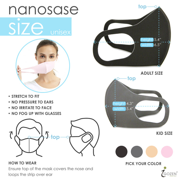 iGozen 6 Pack nanosase Unisex Adult Space Cotton Memory Foam Face Masks (Black, Set of 6) - nanosase by iGozen